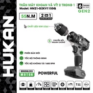 Máy khoan pin kèm bắn vít HUKAN HM21-G2KV1155Q Sử dụng đa chức năng Không chổi than 55Nm