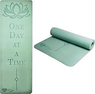 Recovery Lyfe Yoga Mat – “One Day at a Time” Engraving, Non-Slip Eco TPE, Sage Green, 72" x 24" x 6m