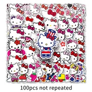 Hello Kitty Sanrio 100 Sticker Drip Glue Cup Computer Decorative Sticker Adhesive Paper Cute Charact
