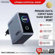 Vivan GaN-D140 140W Max GaN Quick Charging 4 Port USB-C USB-A Charger Adapter 5A LED Display Origina