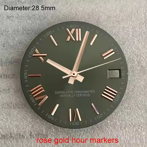 28.5mm nh35 S logo dial date_just s dial Roman rose gold chocolate dial no lumen fit Japanese NH35 m