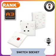 *RANK A3 SERIES SWITCH & SOCKET *WALL SOCKET *LIGHT SWITCH *RANK SOCKET SIRIM APPROVED