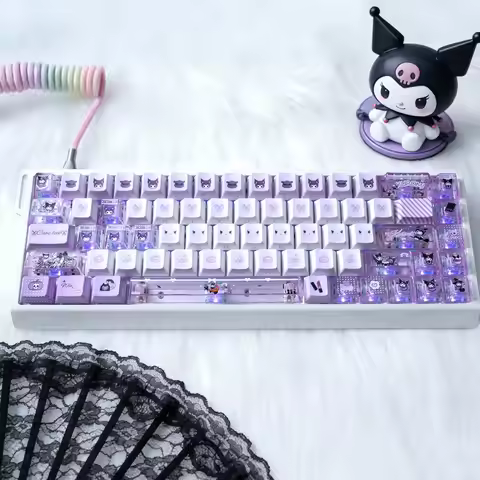 Anime Sanrio Kuromi Keycaps PBT Double-shot Translucent PC Compatible Magnetic Switch Mechanical Key