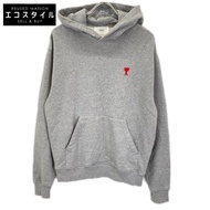 AMI Alexandre Mattiussi BFUSW200.730 เสื้อฮู้ดดี้แบบสวม สีเทา ปักโลโก้ ไซส์ M (สินค้ามือสอง)