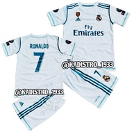 Real Madrid Home Ronaldo Children's Jersey Set 2017 2018 Season Ages 1 to 13 Years Full Printing