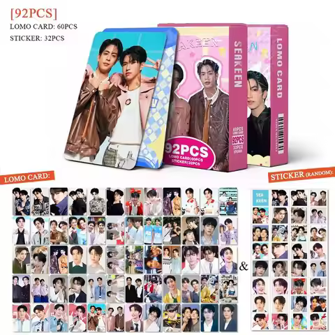 92PCS SeaKeen Thai Actor Photo Cards And Mini Stickers Set HD Printed Double-sided LOMO for BL Drama