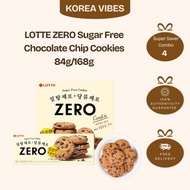LOTTE ZERO Sugar Free Chocolate Chip Cookies 84g/168g (Combo 4 Boxes) – Light Sweetness – Convenient