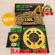 【415H】【132L】LC135  RXZ Y125 LAGENDA110 415H O-RING AJI Racing Chain/HeavyDuty Chain+Aji Sprocket Set 415