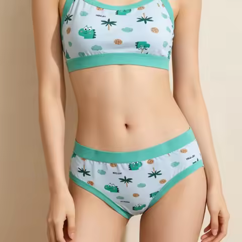 ABDL Adult Cute Green Dinosaur Unisex Briefs ABDL Diaper Panties Home Couple Pure Cotton Soft Study 