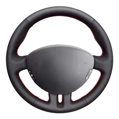 Black Genuine Leather Car Steering Wheel Cover For Renault Clio 3 2008 2009 Clio dynamics 2008 clio 