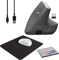 Logitech MX Vertical Advanced Ergonomic Mouse (Graphite) Bundle with Belkin Mouse Pad (Black) + Micr