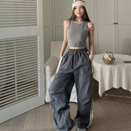 CRUSH FASHION Women's Striped High-Waist Sports Pants - Casual & Versatile