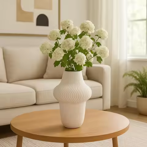 Texture Ceramic Vase for House Decor - 3D Printed Design, Perfect as a Flower Vase for Bedroom, Tabl