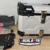 Top Box Aluminum Pannier OMEGA MOTO 50L 50 Liter Box import SILVER Original