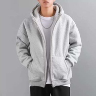 Plus Size (S-6XL) Zipper Plain Hoodie-Ready Stock