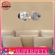 30Pcs Wall Sticker 3D Mirror Surface Round Acrylic Mirror Removable Wallpaper for Living Room