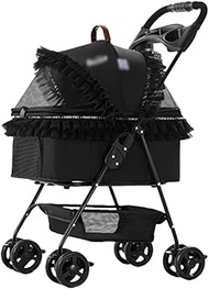Dog Stroller 3 in 1 Strolling Cart for Medium Small Dogs Foldable Travel Carrier 4 Wheels Pet Basket