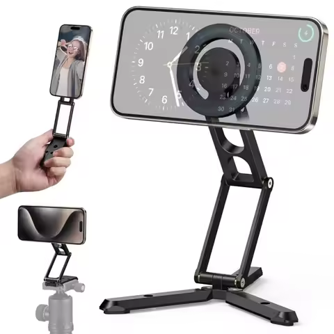 2025 Foldable Magnetic Phone Tripod Stand Selfie Stick Desktop Magnet Phone Holder for Iphone 15 14 