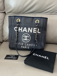 Chanel Deauville Denim Tote Bag Navy Blue