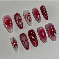 Gel Nails Blood Red Y2K Vietnam