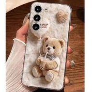 1 ชิ้น เคสโทรศัพท์ลายการ์ตูนหมีชานมหัวใจ ฝาครอบป้องกันนุ่มใส เข้ากันได้กับ Samsung Galaxy A04e/12/A1