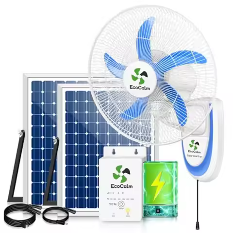 90 Oscillating Solar Wall Mount Fan with Battery for Outside 18 High Velocity 5 Blades 3 Speeds 2pcs