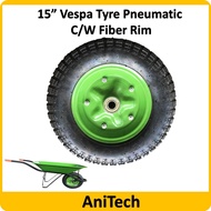 15" ANITECH Heavy Duty Tyre Pneumatic C/W Iron Rim Besi for Wheel Barrow Vespa Tayar Angin Kereta So