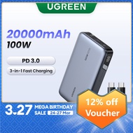 UGREEN 20000mAh PD100W Powerbank Fast Charging Powerbank for iPad Pro 2023 iPhone 15 Pro Max ,iPhone 14 Pro Max,MacBook Pro，Samsung S24,Samsung S23+