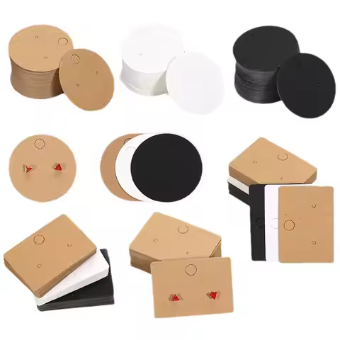 100pcs 4.5x3.2cm/circular 4cm black/white/kraft paper packaging cardboard DIY earring cards