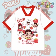 V3P White/Red 3-Stripe V-Neck Shirt Oversized T-Shirt Cotton Fabric 1 Korean