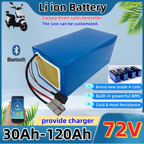 HC_72v 40Ah 50Ah 60Ah 70Ah 80Ah 100Ah lithium ion battery with bluetooth BMS for 5000W scooter Motor