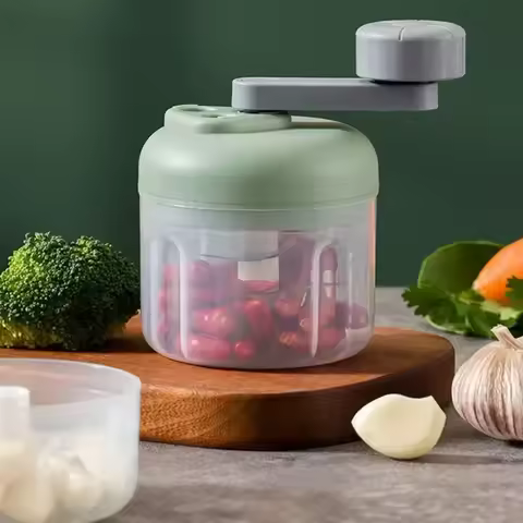 Multifunctional Vegetable Chopper Small Food Processor Manual Hand-Cranked Food Chopper Mincer Tool 