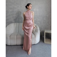 F123 |AVIEE SATIN DRESS | HALTER DRESS | Women's SATIN DRESS | PARTY DRESS | BRIDESMAID DRESS [Trend