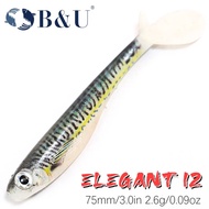B&U 3pcs 75mm Shad Soft Swimbait Fishing Lure Wobblers Untuk Pike Zander Bass Paddle T Tail Pesca Fa