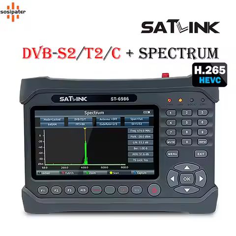 DVB-S2/S DVB-T/T2 DVB-C ST6986 h.265 hevc 10bit COMBO meter with Fiber Optic tester Satlink ST-6986 