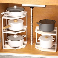 Kitchen Countertop Corner Shelf Pot Storage Rack Sink Pot Rack Cupboard Layered Rack Space-Saving Kitchen Shelf