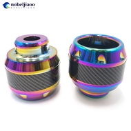 NOBELJIAOO 2Pcs Motorcycles Aluminum Alloy Front Fork Cup Carbon Fiber Anti-drop Cup Burning Titaniu