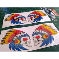 STICKERS APACHE SKULL COLORS SEPASANG STICKER CUTTING PANTUL CAHAYA STICKER MOTOR KERETA