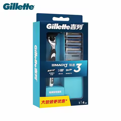 Gillette Safety Razor Mach 3 Manual Shaver Replacement 3-Layer Blades Sharp Cassette Refill Shaving 