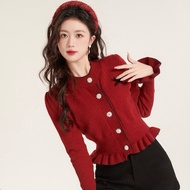 MERAH Premium Red Knit Top Red Knit Cardigan
