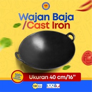 Pre-Seasoned Cast Steel Wok 16 Pieces (40cm) Thick Non-Stick / Cast Iron Wok / Cast Iron Wok / Fryin