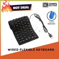 [READY STOCK]Flexible 85key Computer Keyboard Silicone Mute Soft Keyboard USB Wired Portable Mini La