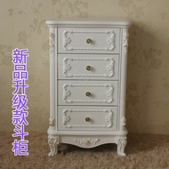 S/💎European-Style Chest of Drawers Solid Wood Drawer Cabinet White Storage Cabinet Wooden Simple Living Room Bedroom Bed