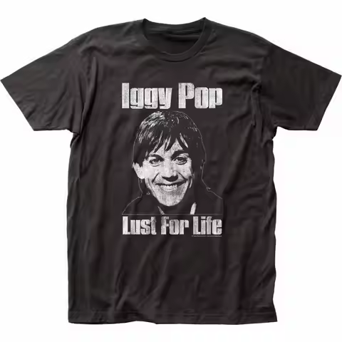 Iggy Pop Lust for Life T Shirt Mens Licensed Rock N Roll Band Stooges Black