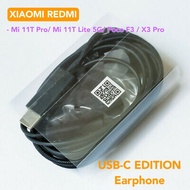 Xiaomi Mi 11T Pro Poco F3 Mi Pad 5 Earphone USB-C Edition Headphones With Microphone Volume Button L