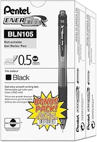 Pentel - EnerGel-X Retractable Roller Gel Pen, .5mm, Black Barrel, Black Ink - 24/Pack