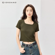 GIORDANO WOMEN [Online Exclusive] Beau Monde Giordano Women Ribbed Square Neck Cropped T-shirt 13325