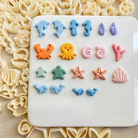 New Mini Ocean Animal Soft Polymer Clay Cutter Summer Beach Earring Embosser Cutter Conch Shape Earr