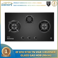 [SG Seller]EF EFH9730 TN VGB 86cm Tempered Glass Gas Hob Rust Proof Kitchen Stove For HDB Condo Home