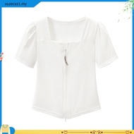 Sexy neck short shirt t-shirt for women Design Niche Square neck short-sleeved t-shirt women Summer 
